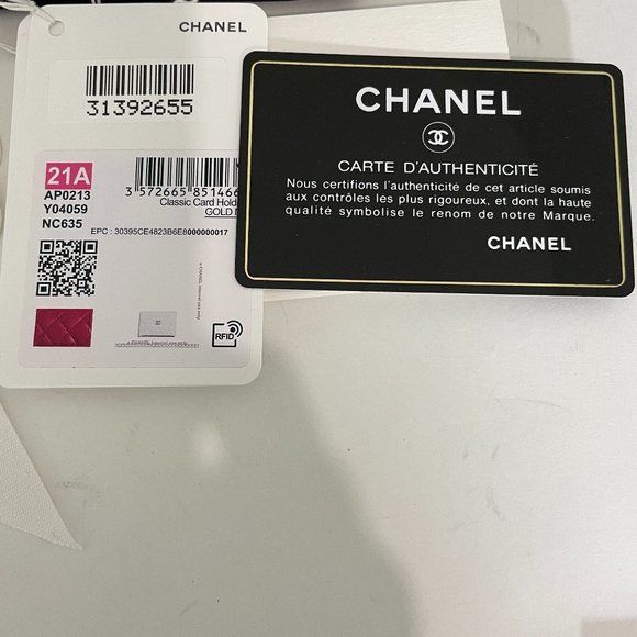 CHANEL NWB FULL SET 21A BURGUNDY GOLD TONE CARD CASE WALLET - Picture 7 of 7